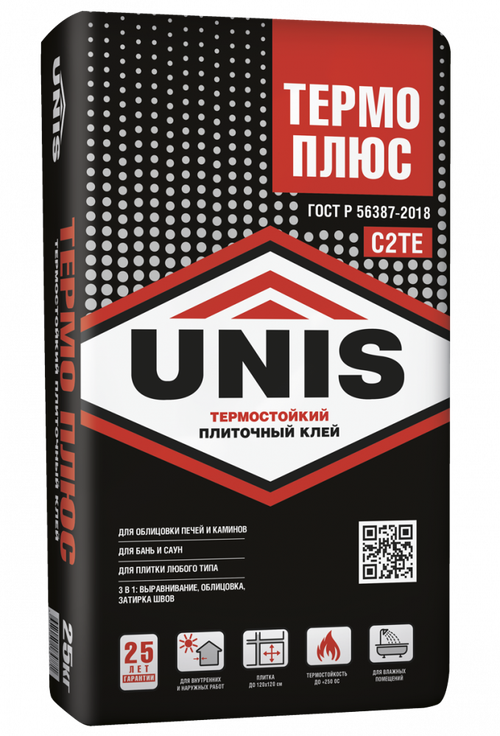 Клей UNIS ТЕРМО ПЛЮС С2ТЕ термостойкий для керамогранита крупного формата 5 кг
