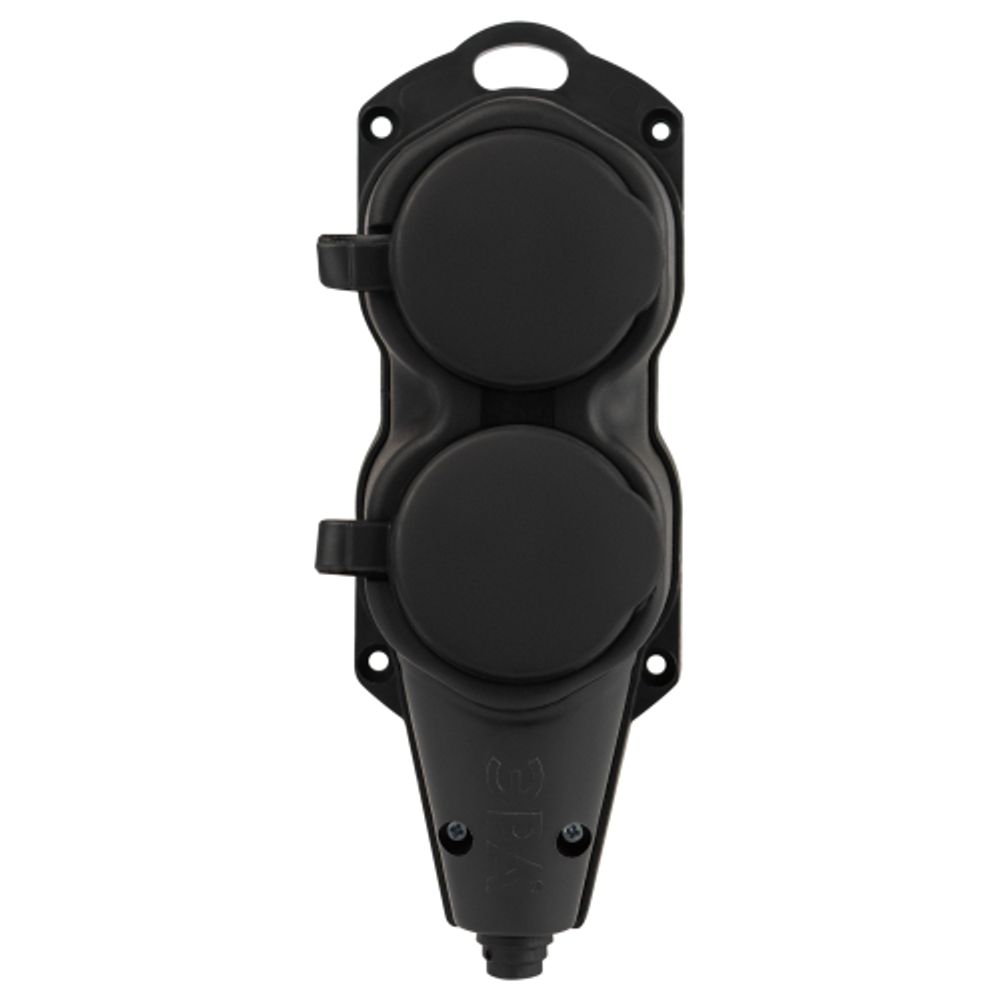 Колодка ЭРА KX-2e-B-IP44 каучуковая с заземлением 2 розетки 16A IP44 черная | Колодки