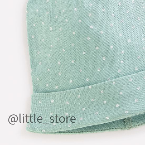 Шапочка однослойная "Домик в лесу" горошки на пыльной мяте