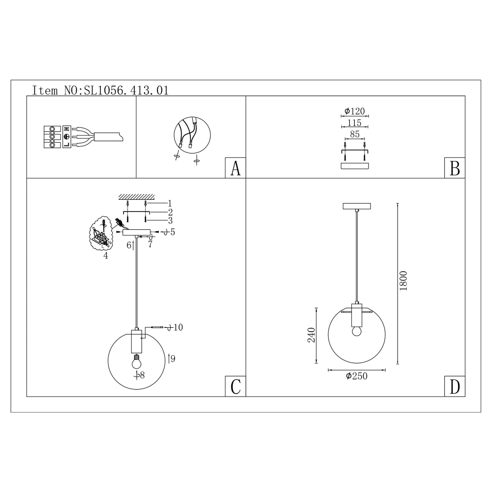 SL1056.413.01 Подвес ST-Luce Черный/Прозрачный E27 1*60W