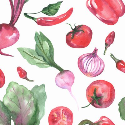 Красные овощи на белом