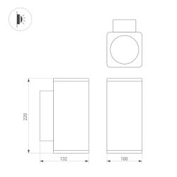 Светильник LGD-EVO-WALL-TWIN-S100x100-2x12W Warm3000 (GR, 44 deg, 230V) (Arlight, IP54 Металл, 3 года) 046195