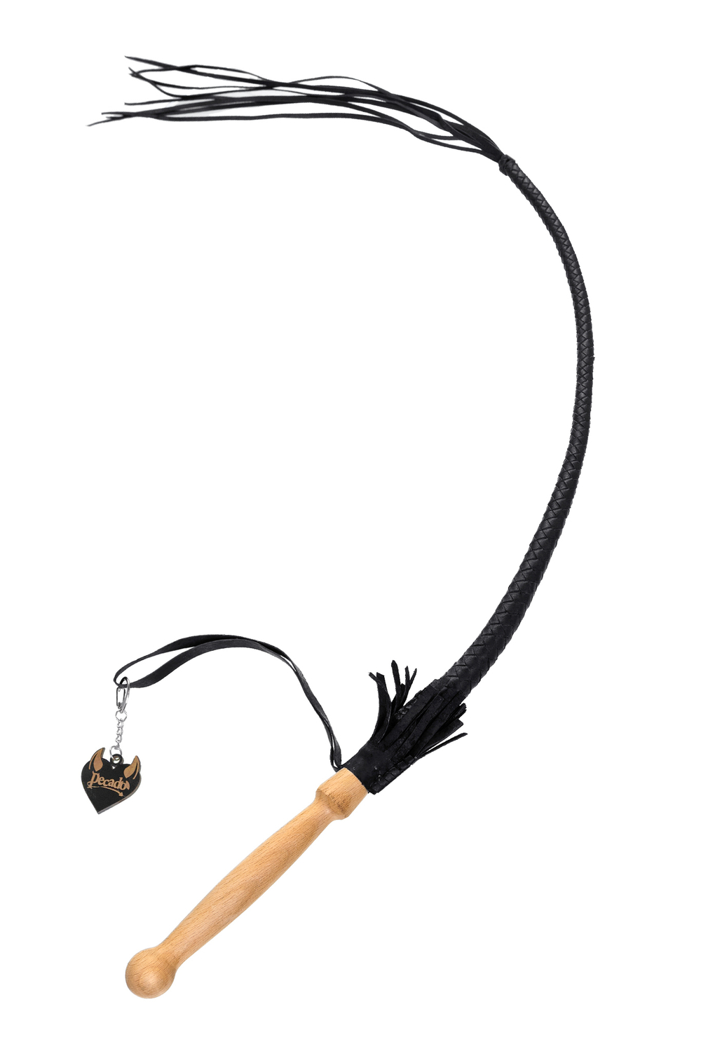 Кнут плетеный Pecado BDSM из натуральной кожи черный 75 см