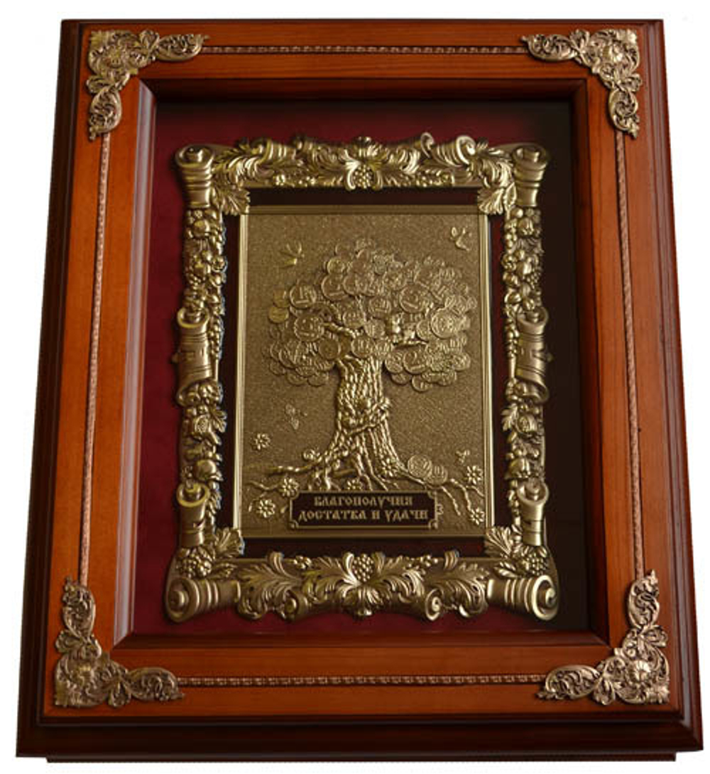 Деревянная ключница настенная "Денежное дерево"