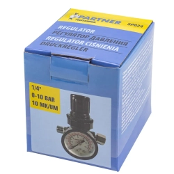 Регулятор давления воздуха 1/4''(F)x1/4''(M)+б/с поворотный(0-10bar,раб. температура 5°-60°) Partner SP024
