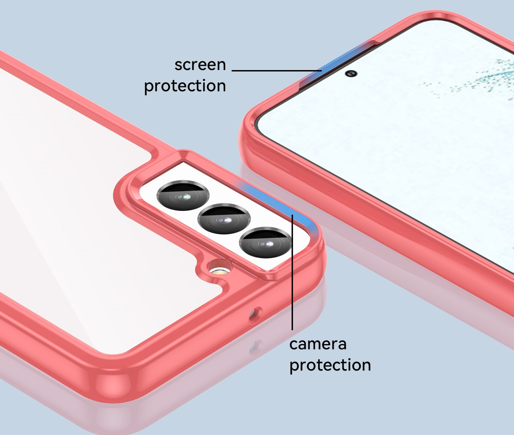 Усиленный чехол для Samsung Galaxy S22+ Плюс, боковые рамки красного цвета