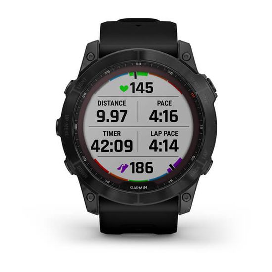 Часы Garmin Fenix 7X Sapphire Solar, черный DLC титан с черным силиконом 010-02541-23