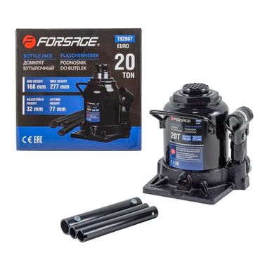 Домкрат бутылочный 20т низкий с клапаном (h min 168мм, h max 277мм) Forsage F-T92007(BR)(Euro)