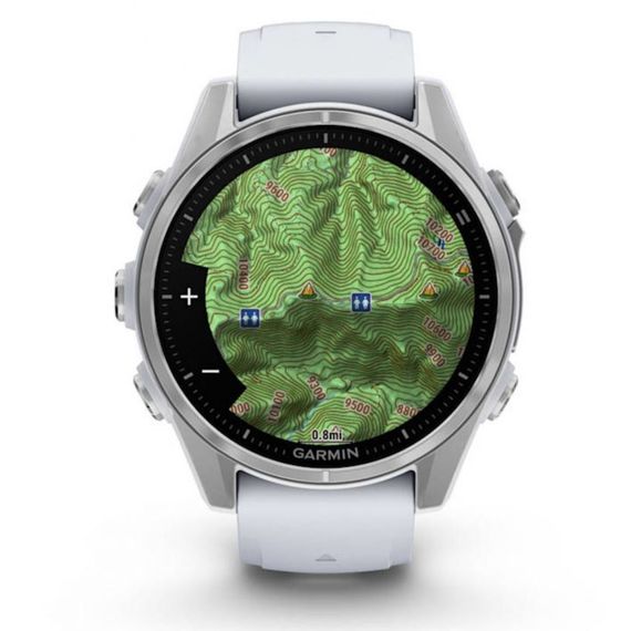 Garmin Fenix 8 43 мм Silver — умные часы с AMOLED-дисплеем и белым ремешком