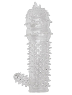 Прозрачная шипастая насадка с язычком - 14,2 см. (Цвет: прозрачный)