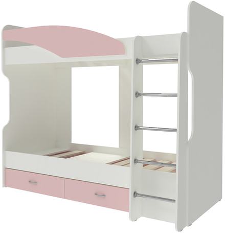 Двухъярусная кровать КарИВи Мийа 2 Белый  Розовый