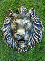 Кованый элемент Лев литой, патина золотая бронза 45х42 (15 см), вес 7 кг. Ручная работа