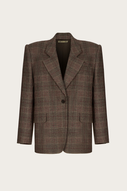 ЖАКЕТ ИЗ КОРИЧНЕВОЙ КОСТЮМНОЙ ШЕРСТИ