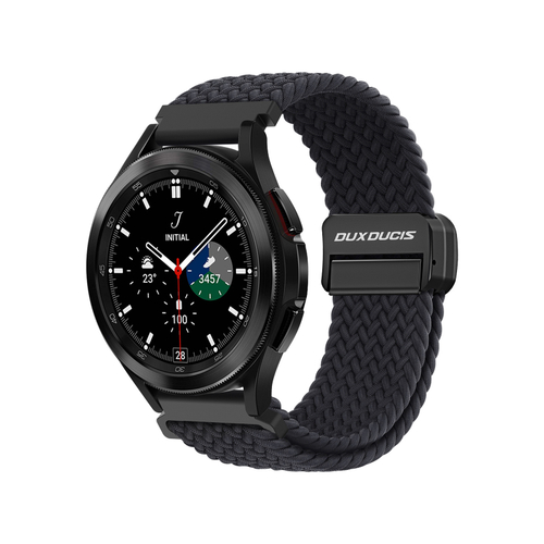 Эластичный ремешок черного цвета (Midnight) от Dux Ducis для смарт часов Samsung Galaxy Watch 3, 4, 5, 6 и 7 (размер крепления 20мм), серия Strap (Mixture Pro Series)