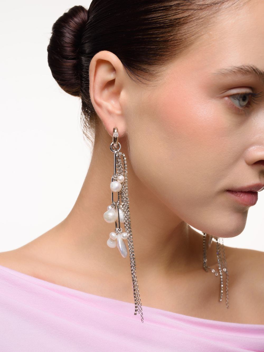 Серьги "Pearl cluster shine" Silver