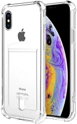 Чехол-накладка Card Case для iPhone X/Xs силикон c держателем для карт (прозрачный)