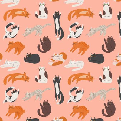 Всякие коты на розовом фоне