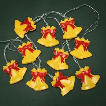 Гирлянда на батарейках с насадками 2м 10LED "Колокольчики" 220В, шампань