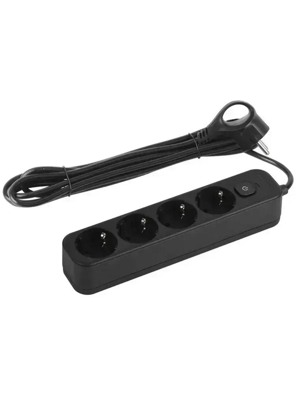 Сетевой фильтр Intro SFE430-B с базовой защитой с заземлением с выключателем 4 розетки 3м 10А черный / удлинитель сетевой 3м