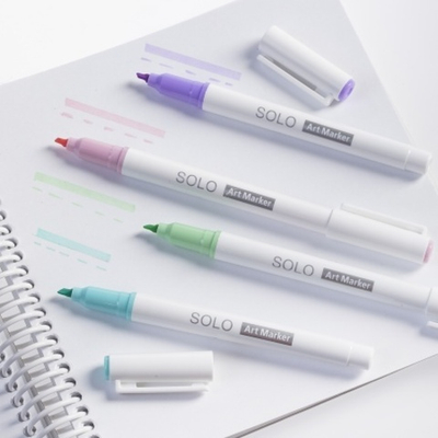 Набор Артмаркеров Hatber Solo PASTEL мягкий наконечник 4 шт в прозрачном ПВХ-боксе