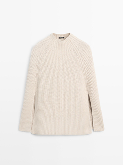 Massimo Dutti Трикотажная накидка с разрезами, дымчатый