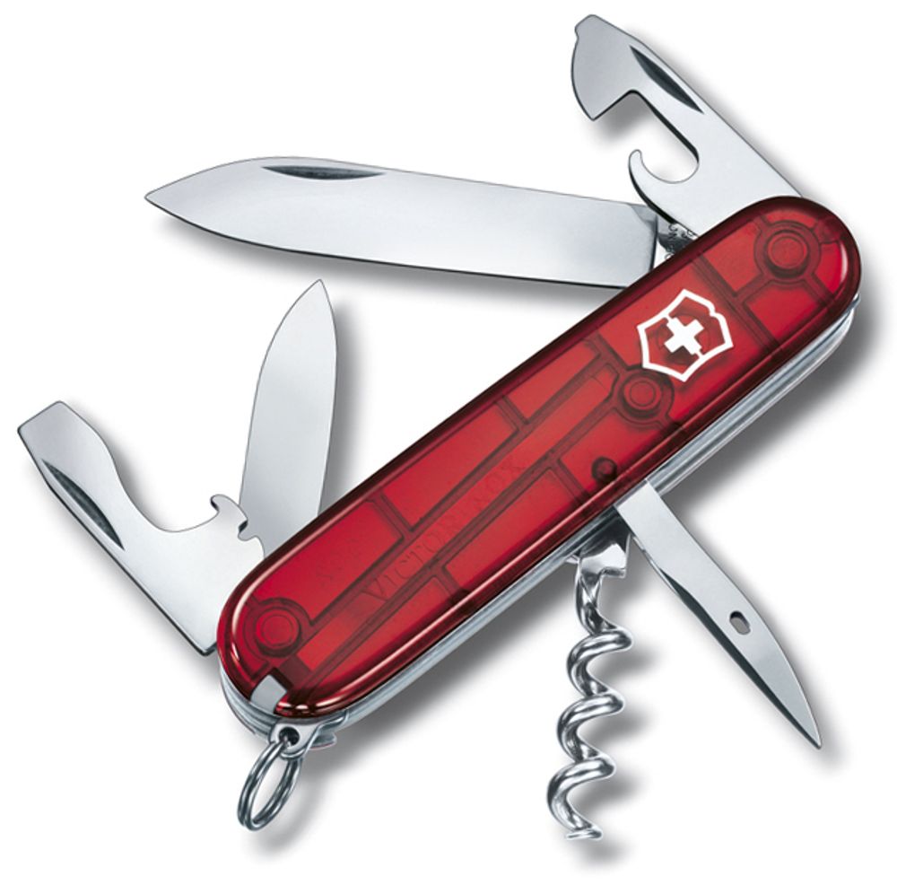 Нож Victorinox Spartan, 91 мм, 12 функций, прозрачный красный