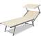 Шезлонг-лежак металлический 501 Relax, серебристый, слоновая кость