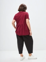 Футболка с баской оверсайз винный