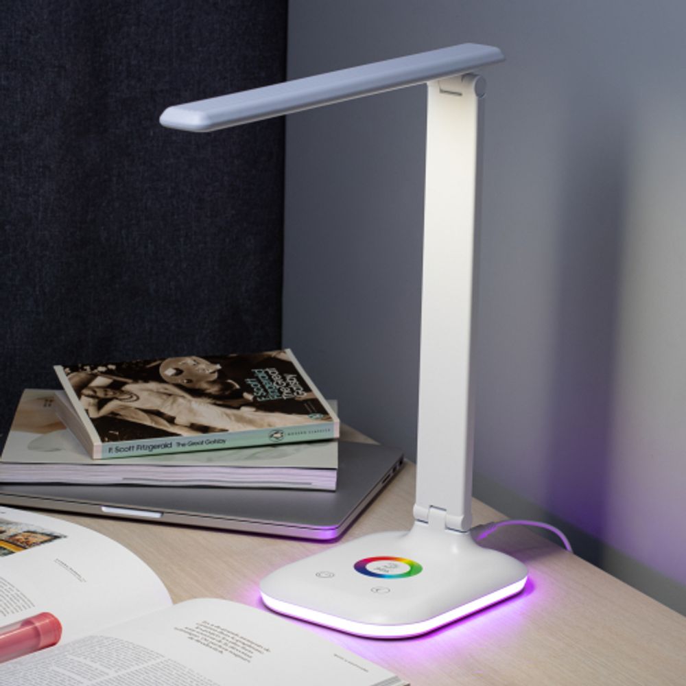 Настольный светильник ЭРА NLED-502-11W-W светодиодный с RGB ночником белый
