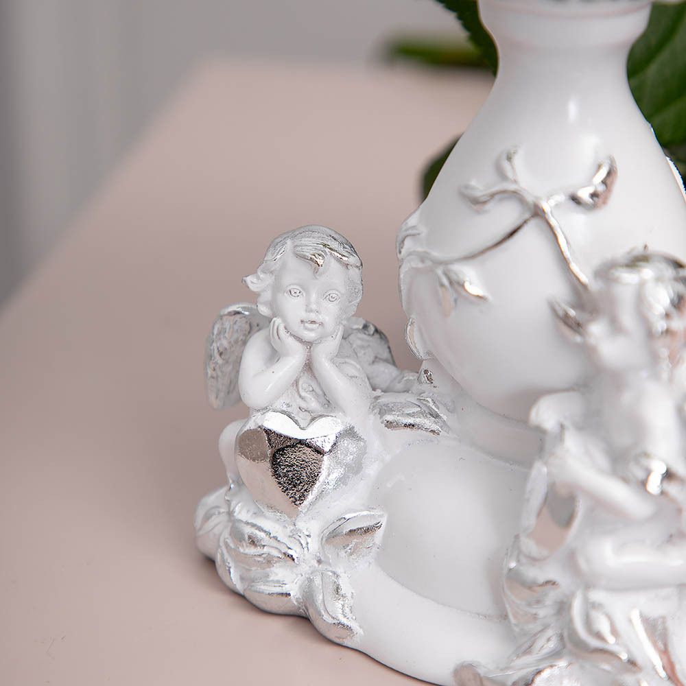 Фруктовница Мерси Белая со стеклянной чашей Аврора