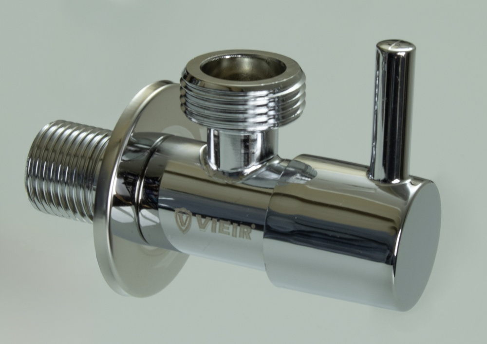 Кран угловой с отр. 1/2 х 3/4 нерж,хром (КРУГ.) ViEiR  (100/1шт)