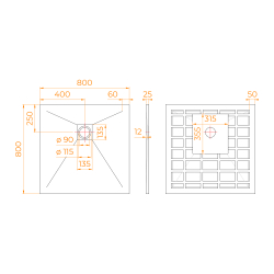 Душевой поддон квадрат STONE TRAY-G (800x800)