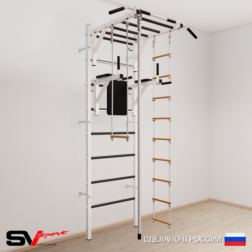 Шведская стенка Sv Sport усиленная 647 (Турник рукоход/Брусья/Канат/Лестница/Трапеция)