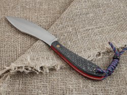 Нож для бушкрафта "Канадец", сталь VG-10/Elmax, рукоять карбон (красный спейсер)