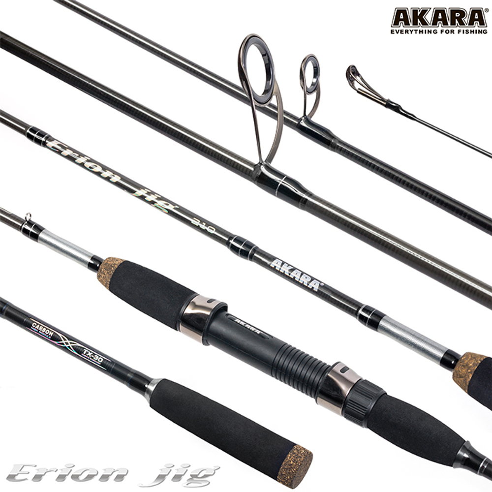 Спиннинг штекерный угольный 2 колена Akara Erion Jig TX-30 (3-12) 2,28 м