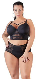 Женские трусы с кружевными вставками и кольцами (Размер: XL) (Цвет: черный)