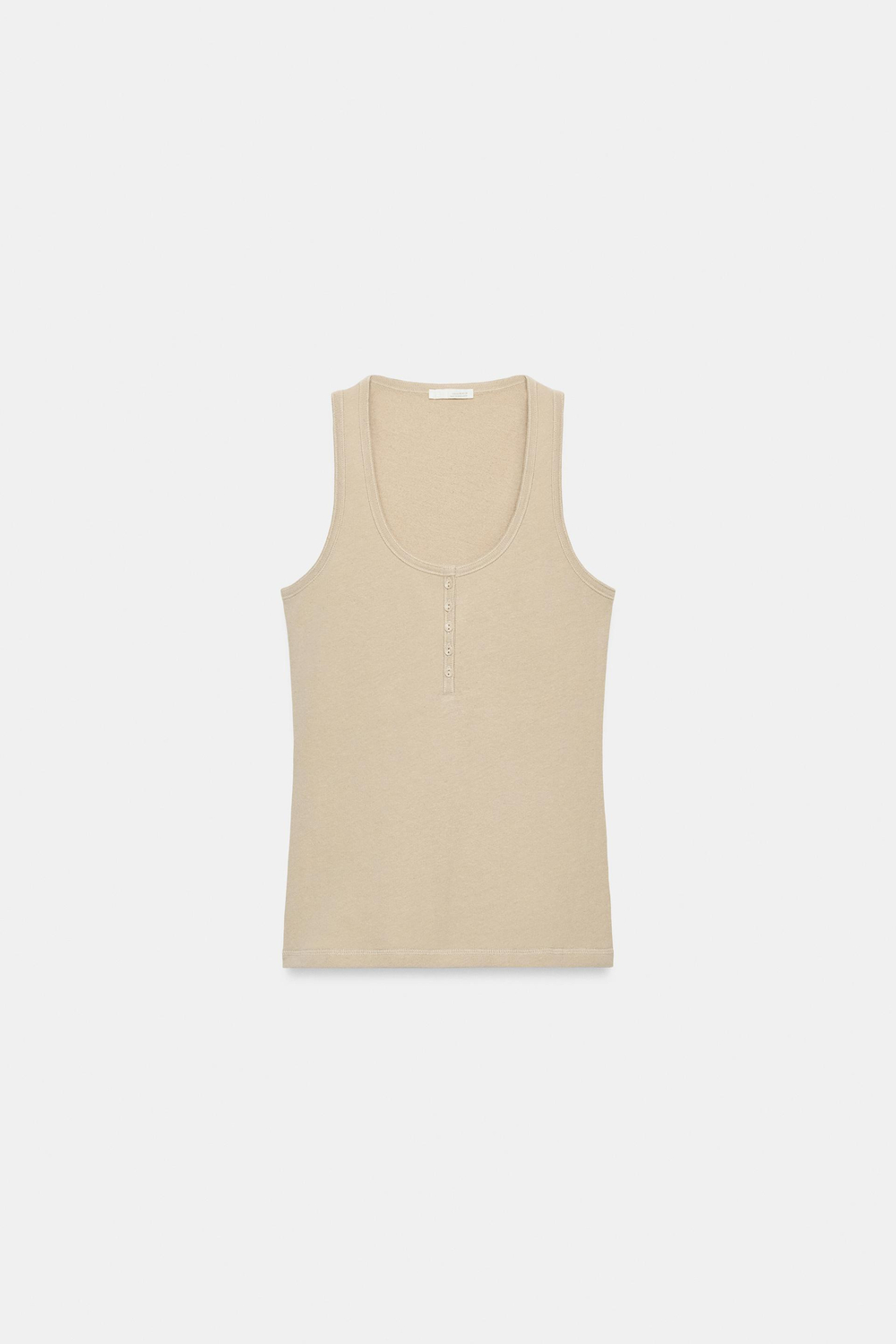 ZARA ТОП С ЛЬНЯНЫМИ ПУГОВИЦАМИ, КАМЕННО-СЕРЫЙ