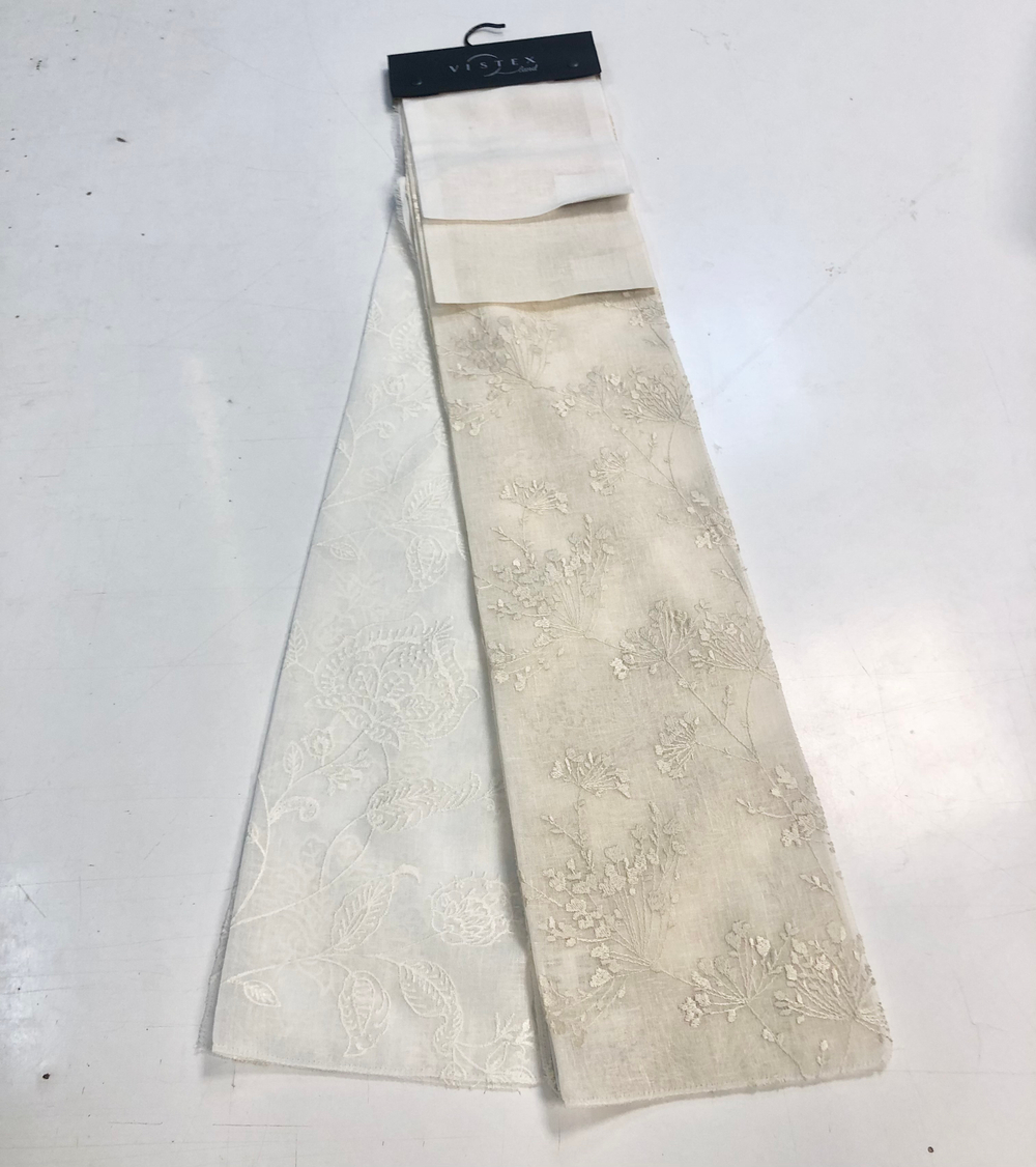 Тюль с вышивкой на нежном батисте Vistex арт. Aneto col. beige (высота 300 см, Турция)