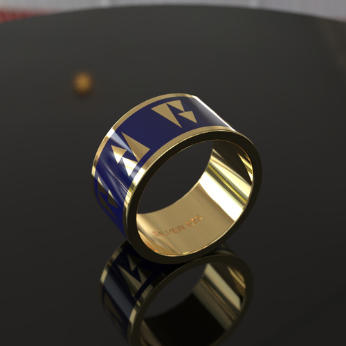 Серебряное кольцо 925 пробы с позолотой и холодной эмалью, ARAT07240003