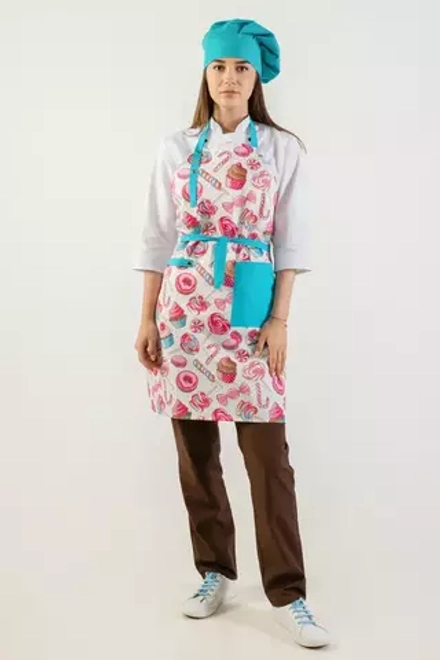 Фартук повара "Cake" лямки бирюза