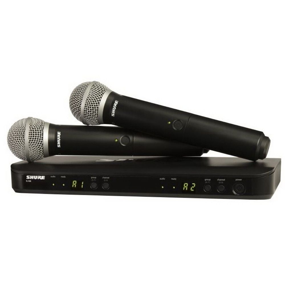 SHURE  BLX288 PG58 + Headset 2-канальный беспроводной микрофон UHF (ручной передатчик + гарнитура)