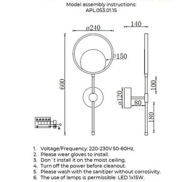 Бра 15W 3000K APL.053.01.15 латунь Jasia Aployt