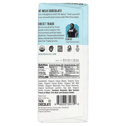 Taza Chocolate, шоколад с овсяным молоком, классический, 70 г (2,5 унции)