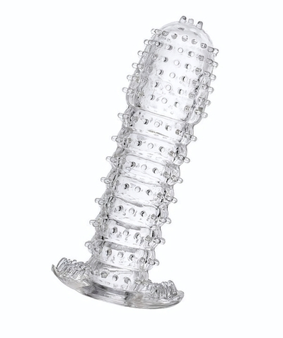 Гелевая прозрачная насадка c шипами - 12 см. (Цвет: прозрачный)