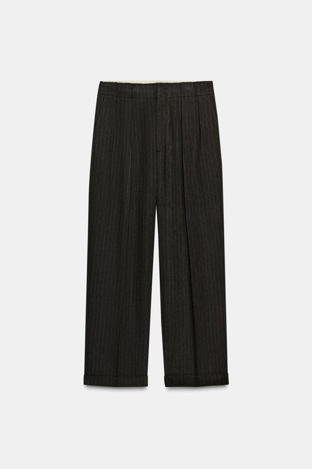 ZARA БРЮКИ В ЕЛОЧКУ С ЗАЩИПАМИ — ZW COLLECTION, КОРИЧНЕВЫЙ МЕЛАНЖ