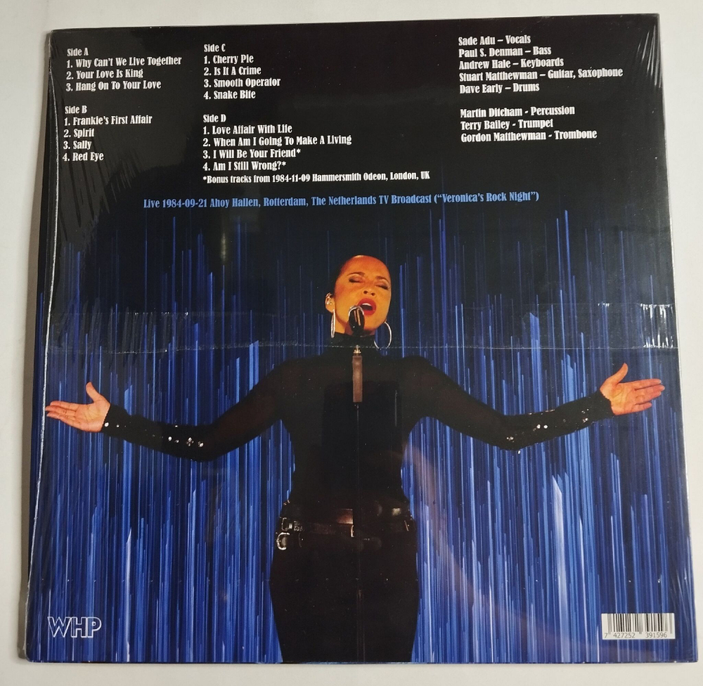 Винтажная виниловая пластинка LP Sade Live 1984-09-21 Ahoy Hallen, Rotterdam (Europe 2024)