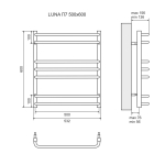 Полотенцесушитель водяной Lemark Luna LM41607 П7 500x600