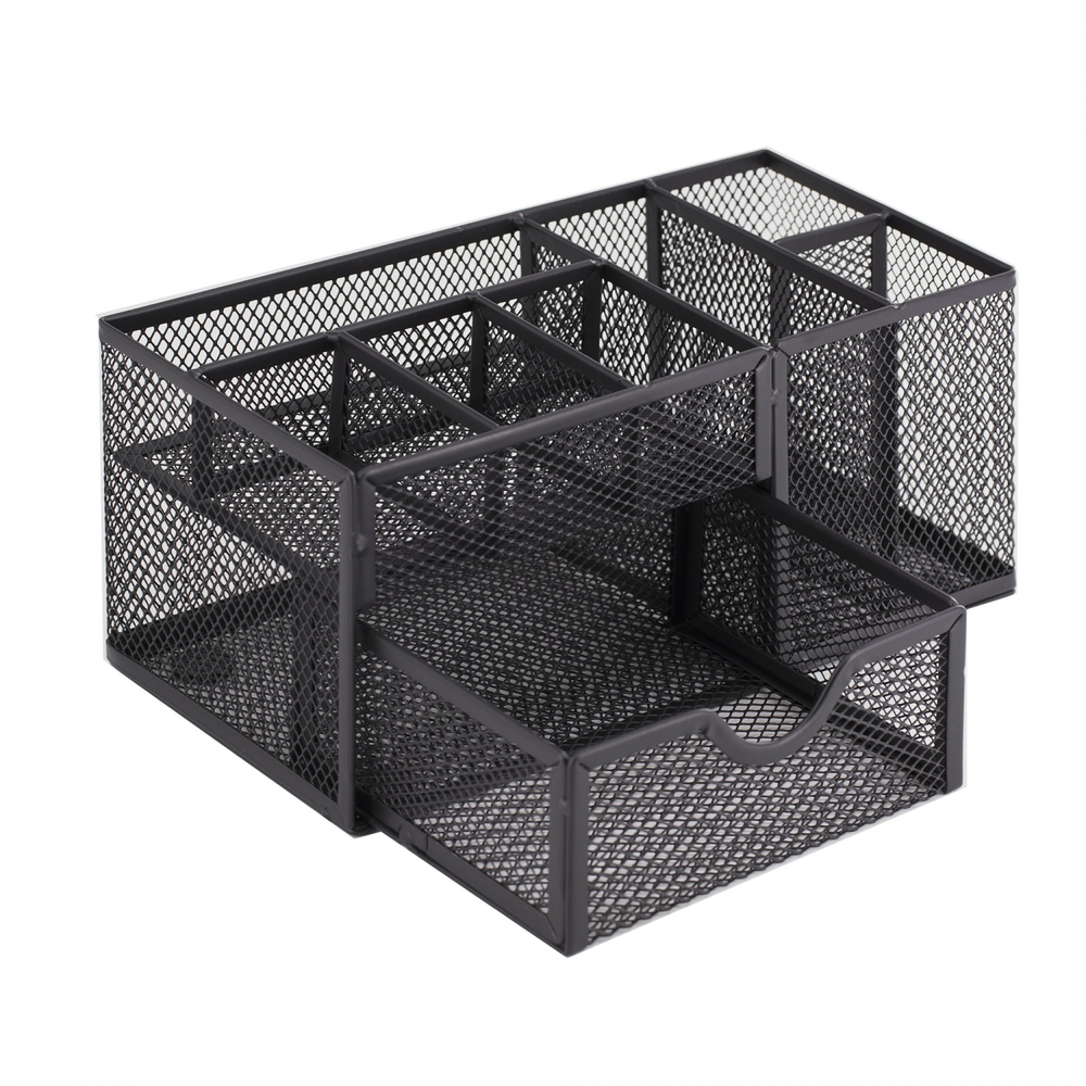 Подставка-органайзер д/канцтоваров, Alingar, металлическая, 20,5 см * 11,5 см*11 см, 8 отделений, выдвижной ящик, черный