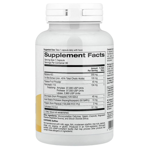 California Gold Nutrition, SimplyOne®, комплекс ферментов с бетаина гидрохлоридом, экстрактом жёлчи крупного рогатого скота, ферментами полного спектра и бромелаином, 90 капсул