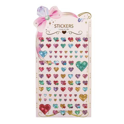 Наклейки Сердечки с голографическим эффектом 20*11см, микс цветов